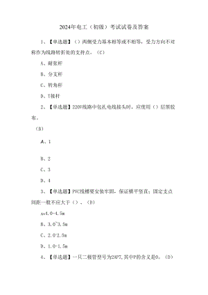 2024年电工（初级）考试试卷及答案.docx
