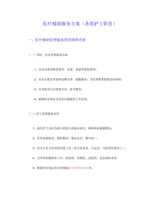 医疗辅助服务方案各类护工职责.docx