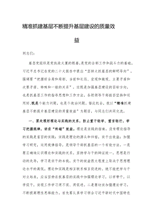 研讨发言：精准抓建基层 不断提升基层建设的质量效益.docx