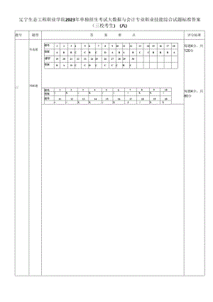 辽宁生态工程职业学院2023年单招大数据与会计专业职业技能综合试题标准答案（三校考生）（A）.docx