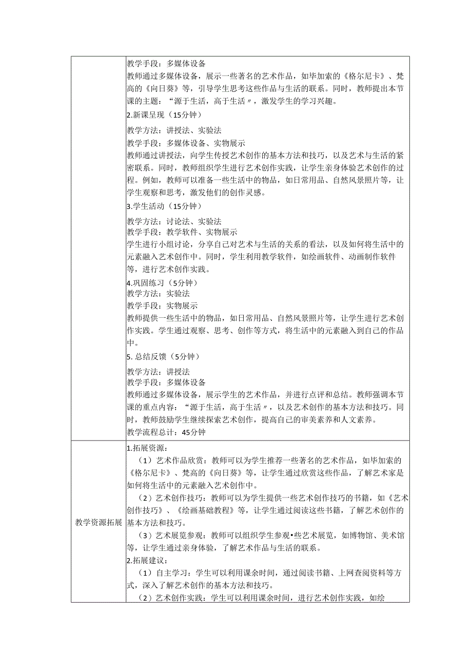 第一单元第1课:源于生活 高于生活 教案 2023—2024学年人教版初中美术七年级下册.docx_第3页