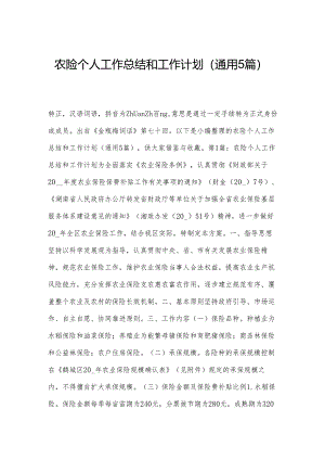 农险个人工作总结和工作计划(通用5篇).docx