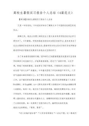 高校生暑假实习报告个人总结（4篇范文）.docx
