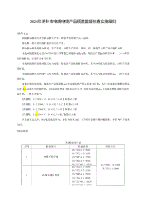 2024年湖州市电线电缆产品质量监督抽查实施细则.docx