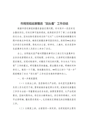 市局党组巡察整改“回头看”工作总结&公司党委在常规巡察约谈反馈会上的表态发言.docx