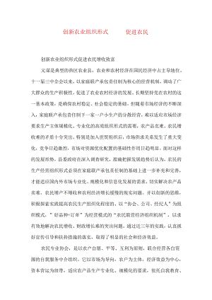 创新农业组织形式促进农民.docx