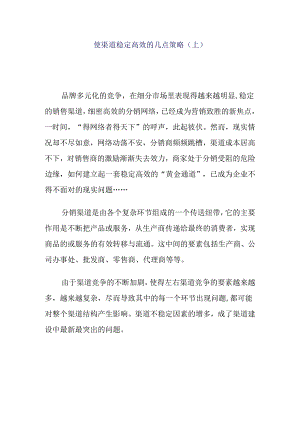 渠道稳定高效的几点策略.docx