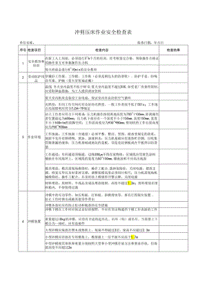 冲剪压床作业安全检查表.docx