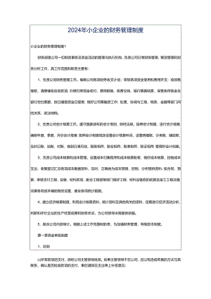 2024年小企业的财务管理制度.docx