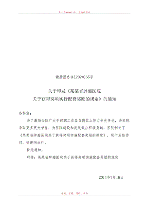 关于获得奖项实行配套奖励的规定.docx