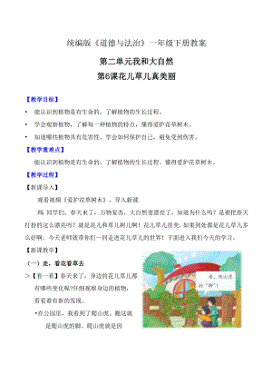 部编版一年级《道德与法治》下册第6课《花儿草儿真美丽》精美教案.docx