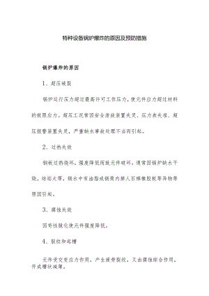 特种设备锅炉爆炸的原因及预防措施.docx