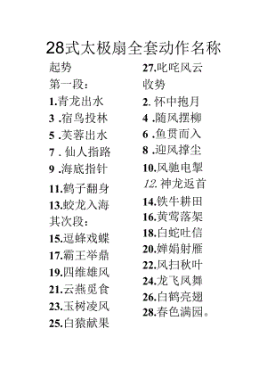 28式太极扇全套动作名称.docx