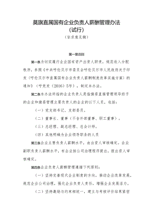 旗属国有企业负责人薪酬管理办法.docx