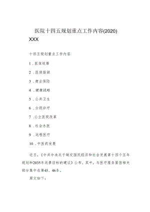 医院十四五规划重点工作内容(2020).docx