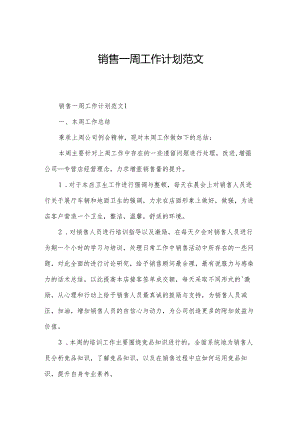 销售一周工作计划范文.docx