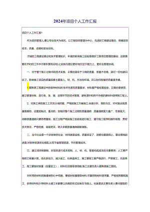 2024年项目个人工作汇报.docx