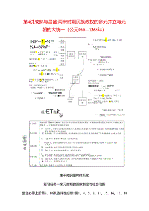 2024届二轮复习第一板块 第4讲 成熟与昌盛两宋时期民族政权的多元并立与元朝的大统一(公元960—1368年)（学案）.docx