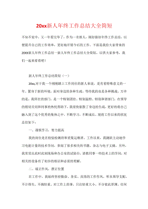 20xx新人年终工作总结大全简短.docx