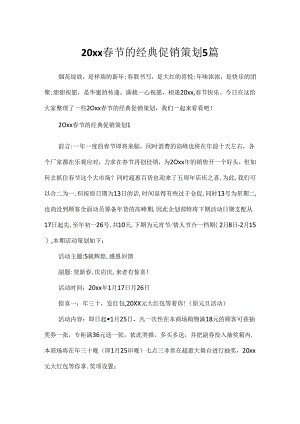 20xx春节的经典促销策划5篇.docx