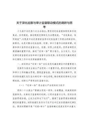 关于深化巡察与审计监督联动模式的调研与思考&在村级巡察工作动员会上的讲话.docx