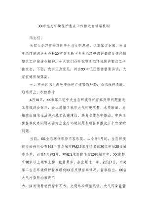 xx市生态环境保护重点工作推进会讲话提纲.docx