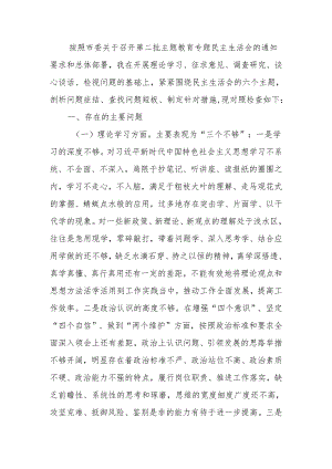 区委书记2023年第二批主题教育专题民主生活会个人对照检查材料.docx