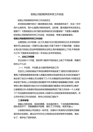 初到公司的程序员年终工作总结范文.docx
