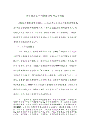 市财政局关于预算绩效管理工作总结.docx