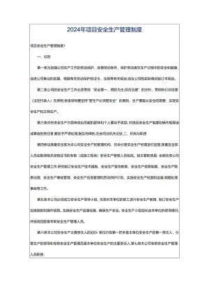 2024年项目安全生产管理制度.docx