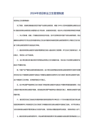 2024年项目职业卫生管理制度.docx