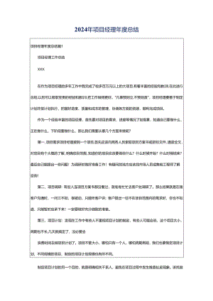 2024年项目经理年度总结.docx