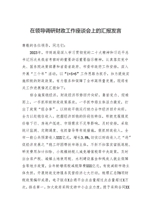 在领导调研财政工作座谈会上的汇报发言.docx