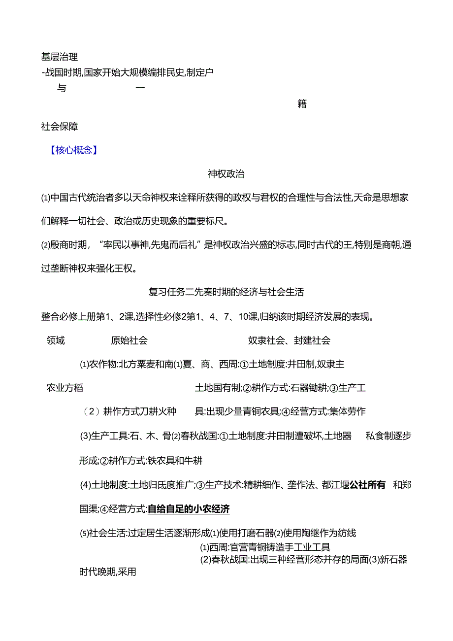 2024届二轮复习第一板块 第1讲 起源与奠基先秦时期中华文明的起源与早期国家(远古时期—公元前221年)(学案).docx_第3页