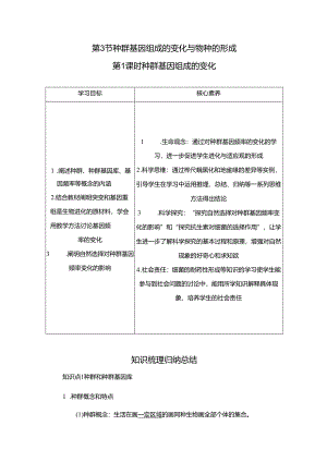 2023-2024学年 人教版 必修二种群基因组成的变化 学案.docx