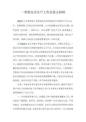 一季度安全生产工作会发言材料.docx