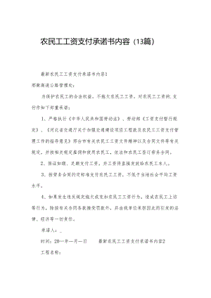 农民工工资支付承诺书内容（13篇）.docx