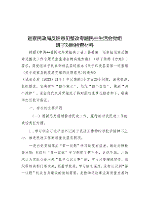 巡察民政局反馈意见整改专题民主生活会党组班子对照检查材料&民政副局长在巡察整改专题民主生活会上的对照检查材料.docx