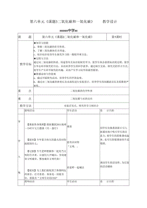 黑龙江-现场课教学设计-二氧化碳和一氧化碳-冷晶.docx