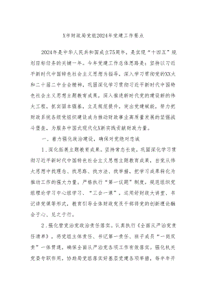 X市财政局党组2024年党建工作要点.docx
