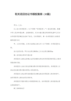 有关项目协议书模板集锦（30篇）.docx