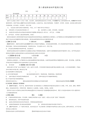 人教版九年级道德与法治上册 第二课 创新驱动发展 练习题（无答案）.docx