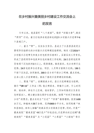 在乡村振兴暨美丽乡村建设工作交流会上的发言.docx