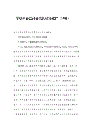 学校新春团拜会校长精彩致辞（34篇）.docx