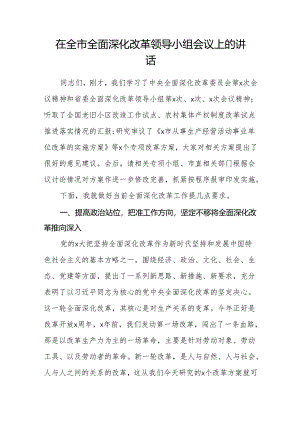 在全市全面深化改革领导小组会议上的讲话 .docx