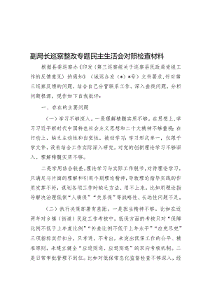 副局长巡察整改专题民主生活会对照检查材料&全市巡察工作情况总结.docx