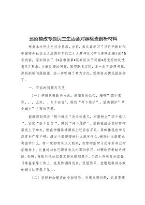 巡察整改专题民主生活会对照检查剖析材料&巡察整改专题民主生活会对照检查材料（个人）.docx