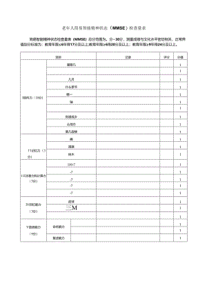 老年人简易智能精神状态（MMSE）检查量表.docx