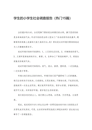 学生的小学生社会调查报告（热门15篇）.docx