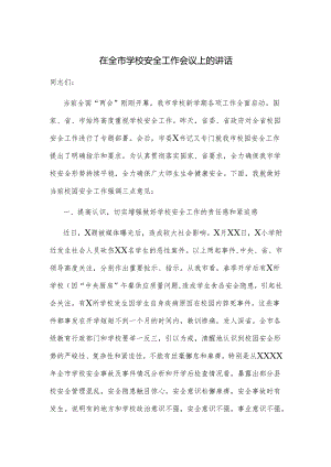 在全市学校安全工作会议上的讲话.docx